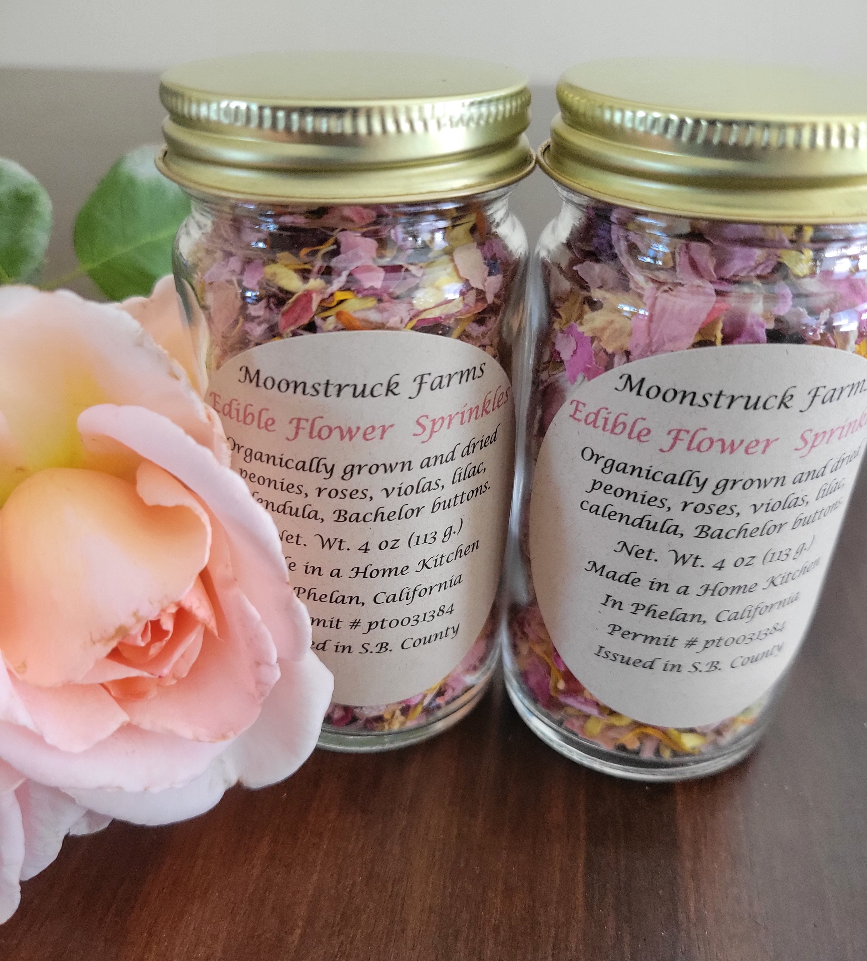 Edible Flower Sprinkles (Two 4 oz jars)